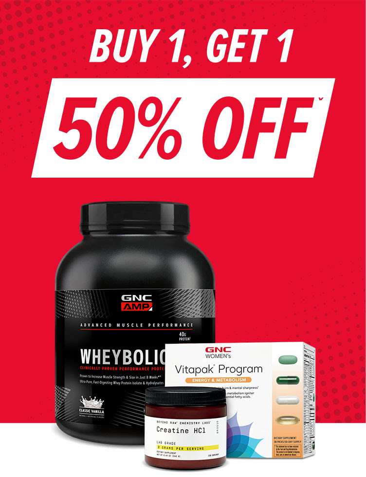 Buy One, Get One 50% Off Sale at GNC