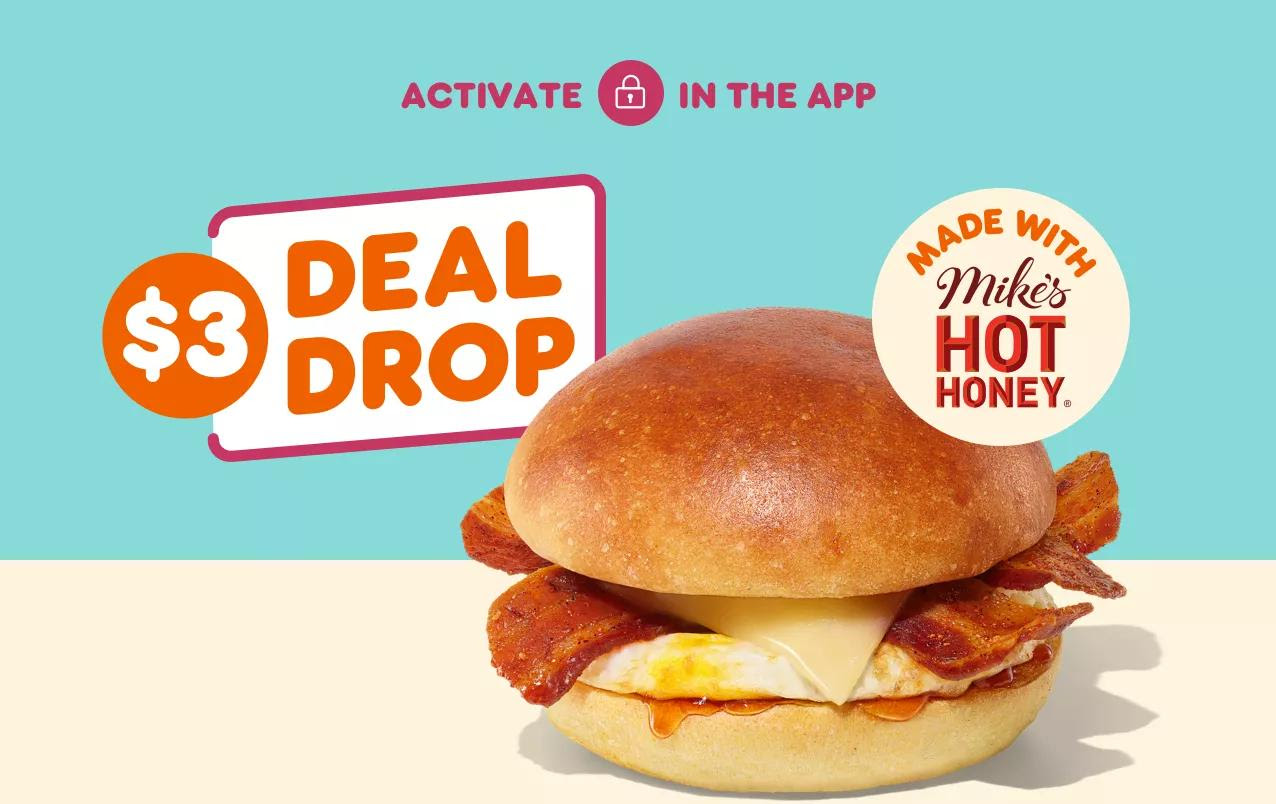 New Hot Honey Bacon Sandwich Deal from Dunkin