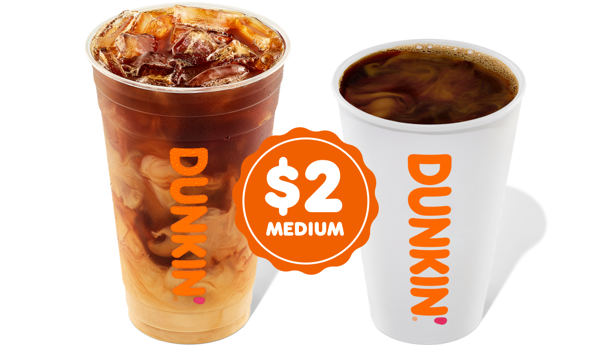 Medium Hot or Iced Coffee for $2 from Dunkin Through Christmas